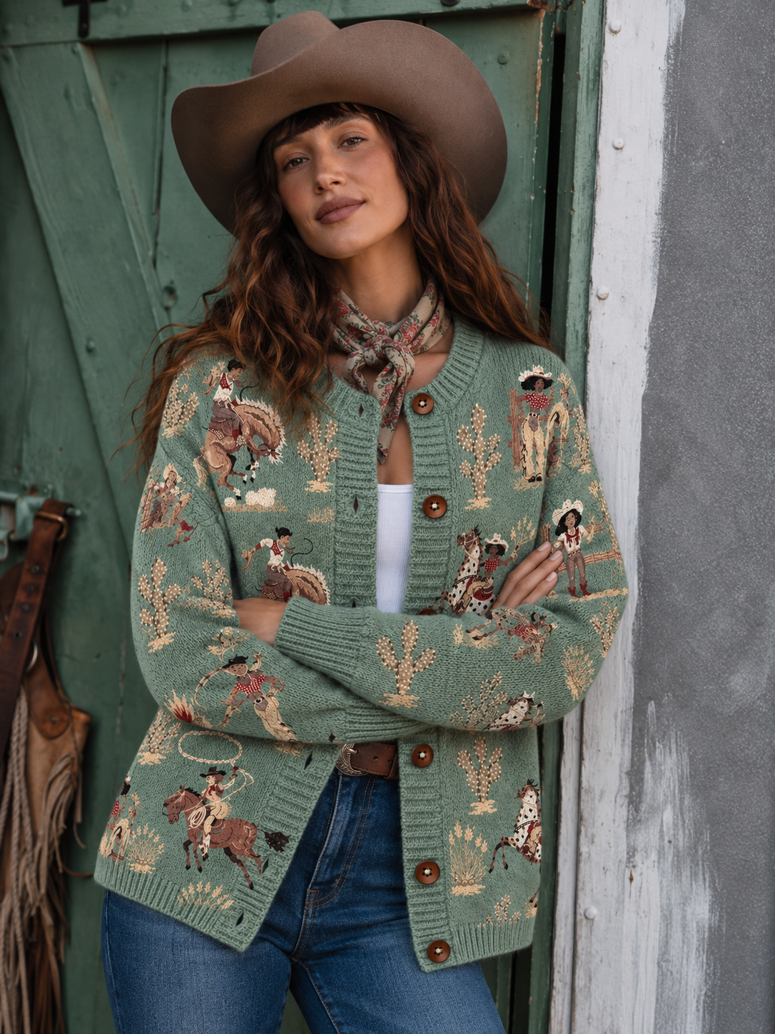 Ladies' Western Style Sweater Cardigan