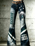 Women's Football Printed Denim Pants