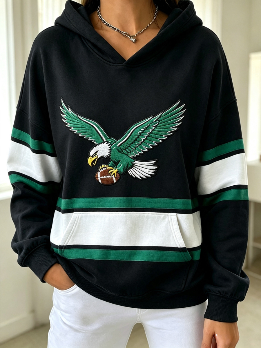 Women's Football Printed Vintage Hoodie