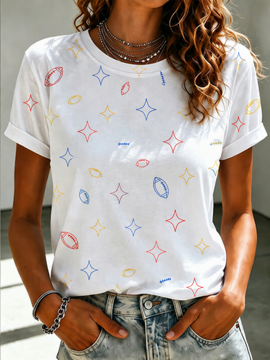 Women's Sports Gradient Football Round Neck T-Shirt