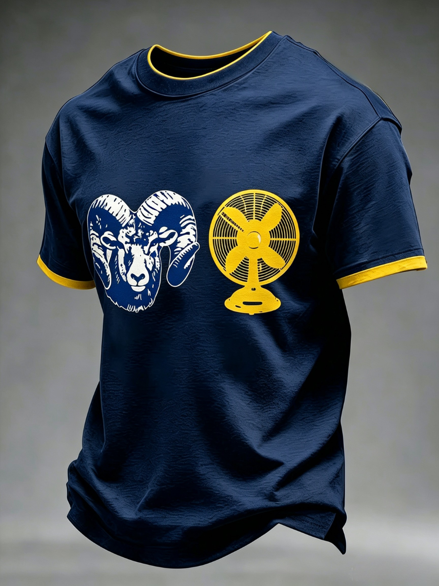 Men's Football Fan Print Casual T-Shirt