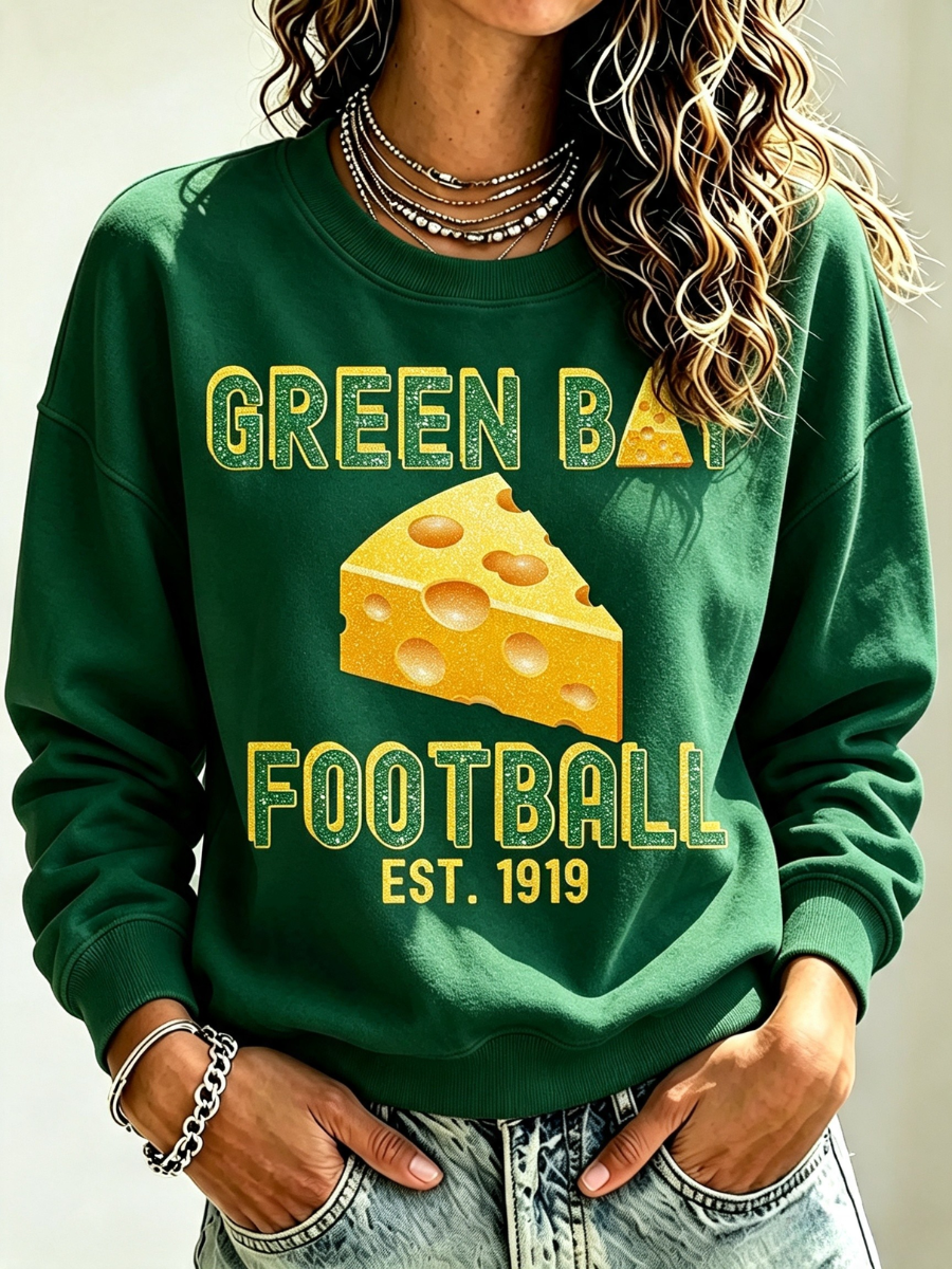 Women's Football Printed Casual Sweatshirt