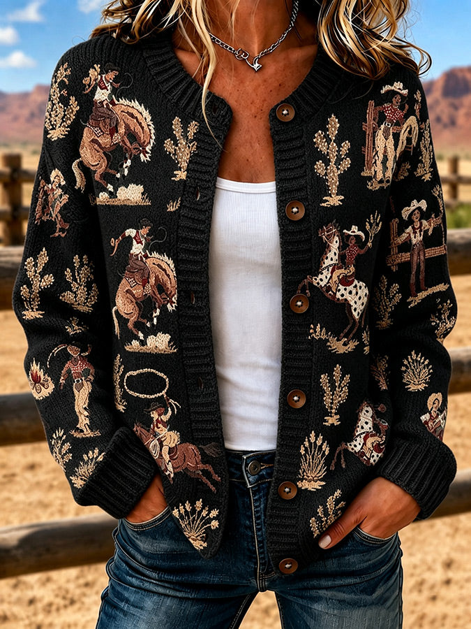 Ladies' Western Style Sweater Cardigan