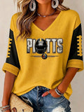 Women'S Football Print Waffle  Top