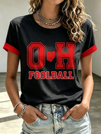 Women'S Rugby Printed Round Neck T-Shirt