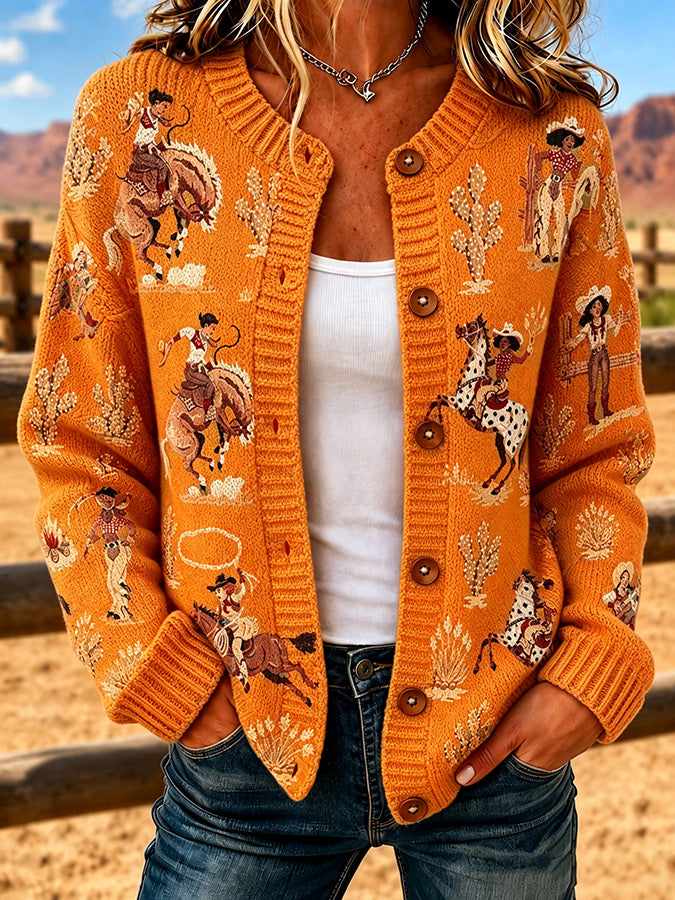 Ladies' Western Style Sweater Cardigan