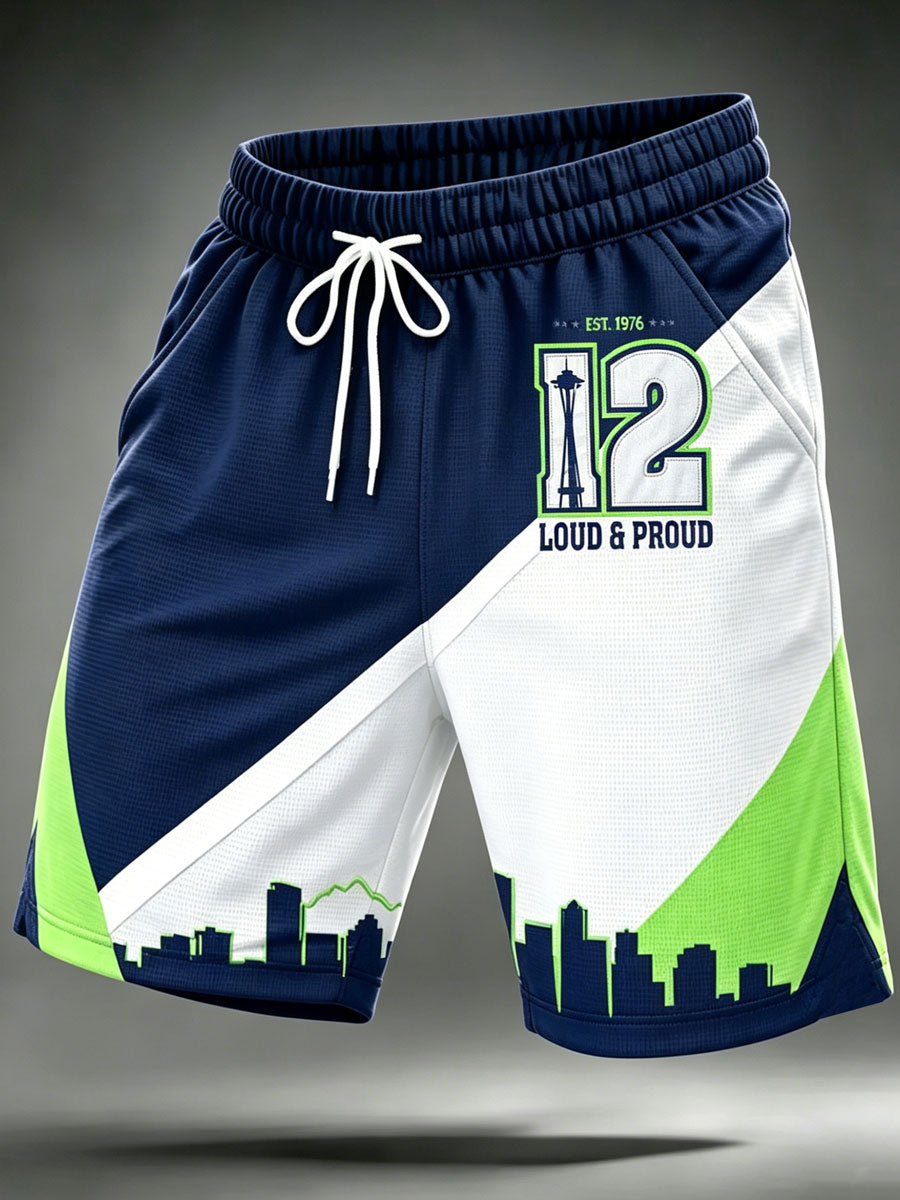 Men's Seattle Rugby Printed Drawstring Shorts