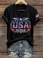 Women's 250th Anniversary Freedom Print V-Neck T-Shirt