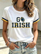 Women'S Rugby Printed Round Neck Short Sleeved T-Shirt