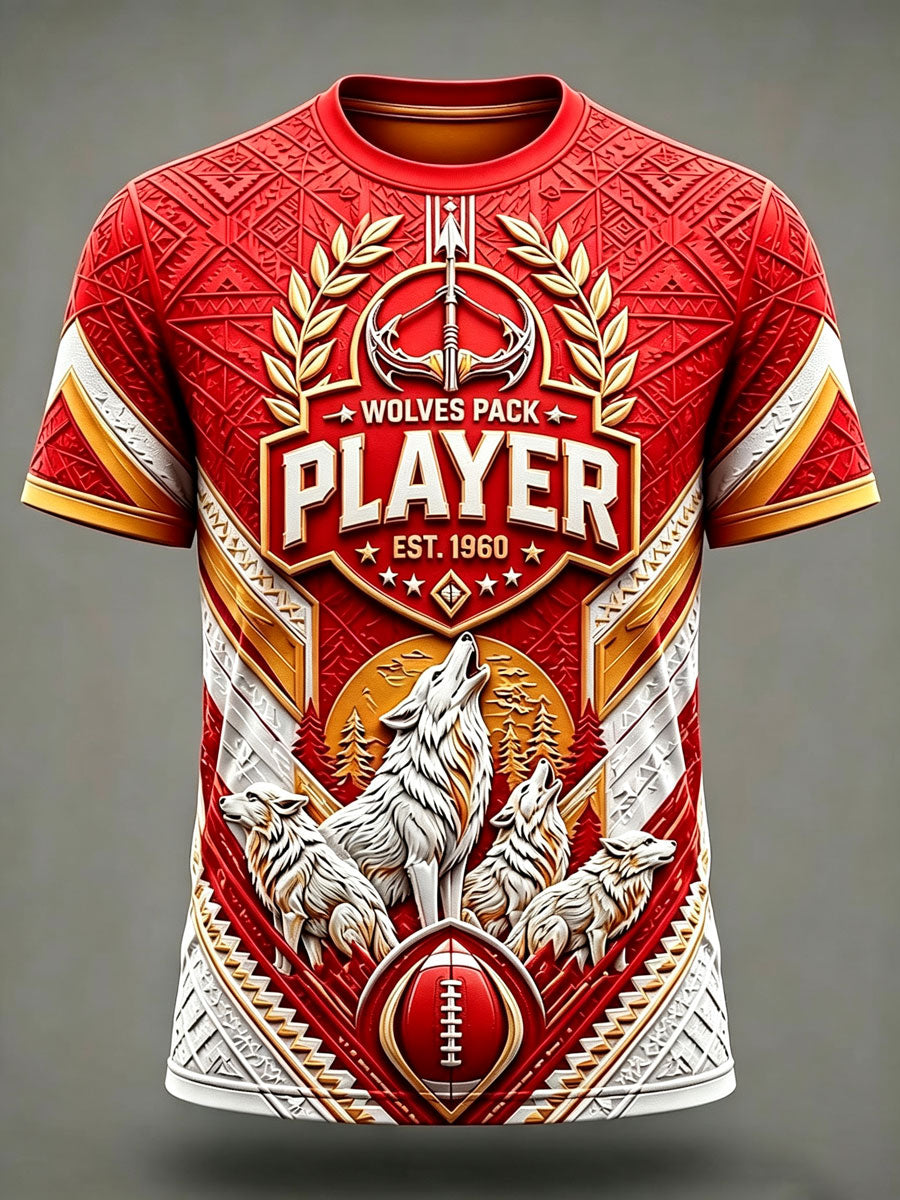 Men'S Football Fan  Print Casual T-Shirt