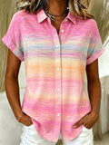 Women'S Casual Gradient Short Sleeved Shirt