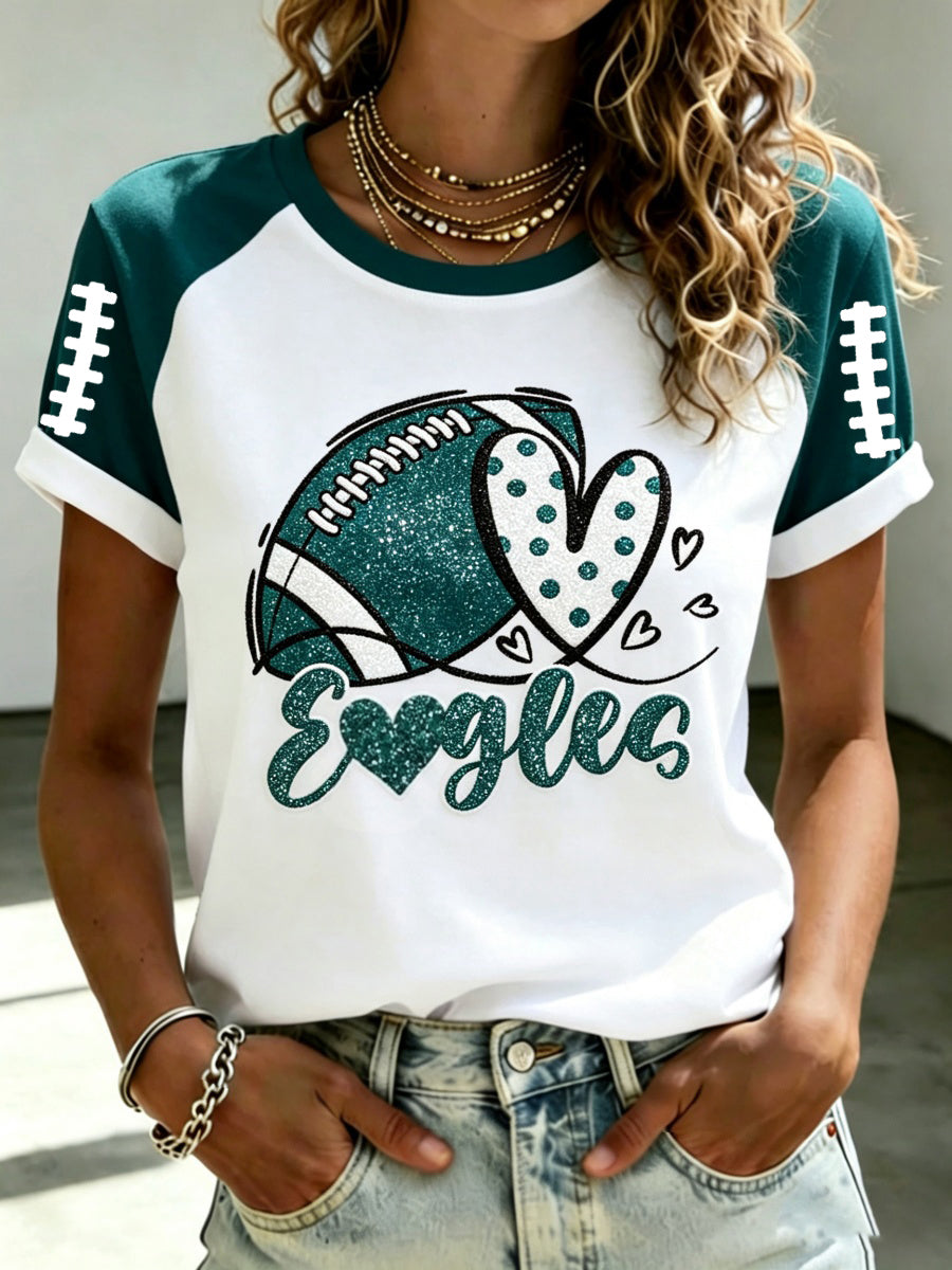 Women's Football Game Print Casual Short-Sleeved T-Shirt