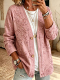 Women'S Casual Pink Floral Cardigan Top
