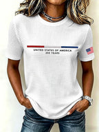 Women's United States of America Printed Waffle T-shirt