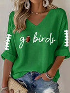 Women'S Football  Print Waffle  Top