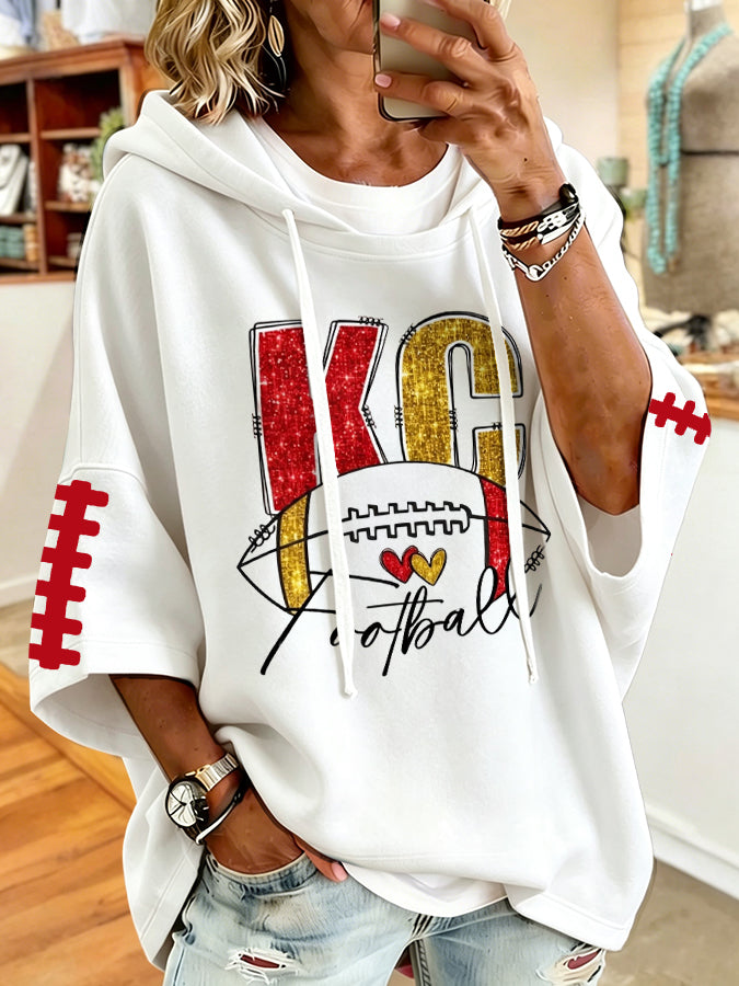 Women'S e Football Print Hoodie