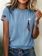 Women's Flag Cross Print T-Shirt