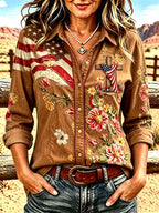 Women'S Western Faith Art Printed Long Sleeve Shirt
