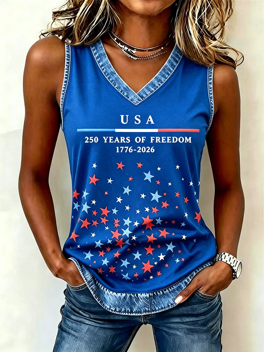 250Th Anniversary Embroidered Printed V-Neck Tank Top In The United States