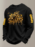 Men's Football Print Waffle Crewneck Sweatshirt