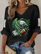 Women'S Football Printed Waffle T-Shirt