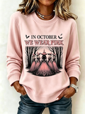 Women'S Witch Print Round Neck Sweatshirt