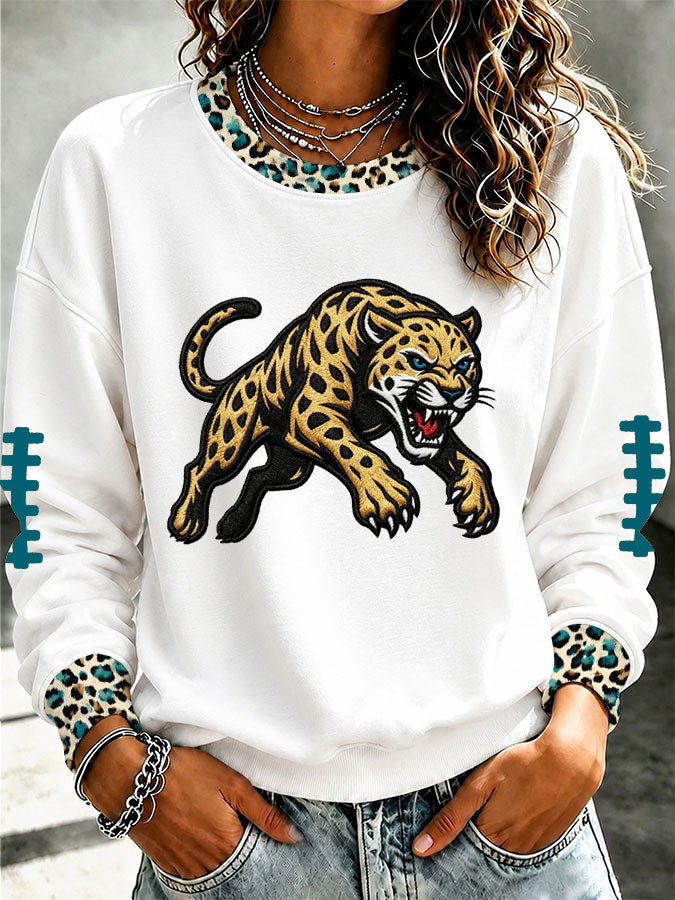 Women'S Retro Football Print Round Neck Sports Shirt