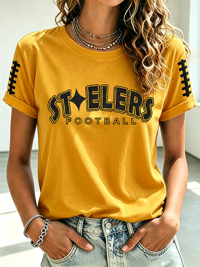Women's Sports Gradient Football Round Neck T-Shirt