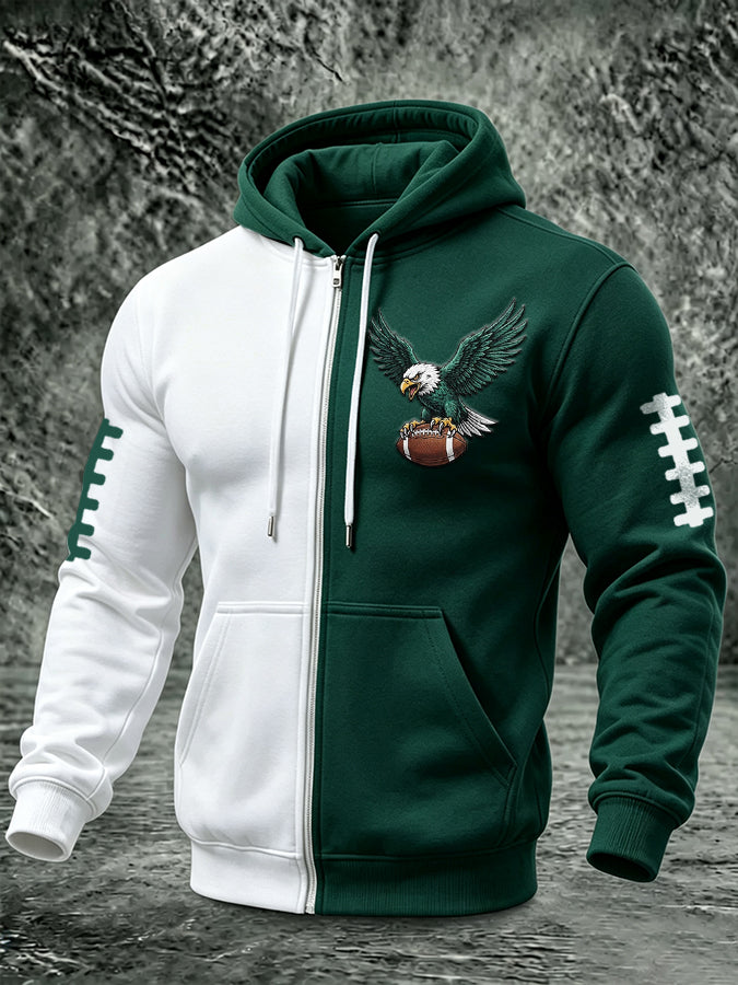 Men'S Eagles Hometown Team Printed Zipper Hoodie
