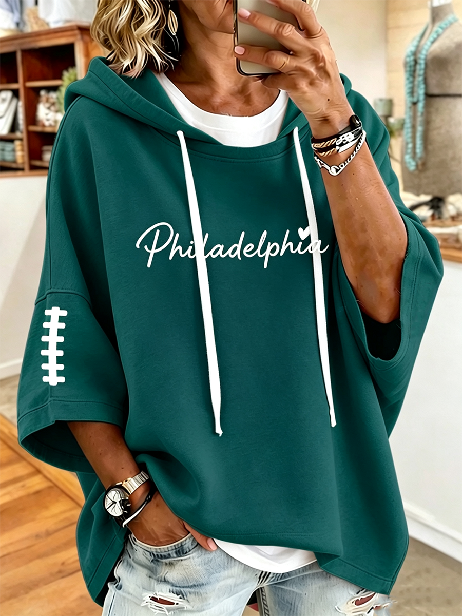 Women'S Vintage Football Print Hoodie