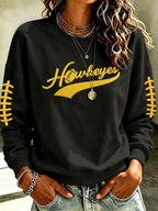 Women's Football Print Crew Neck Sweatshirt