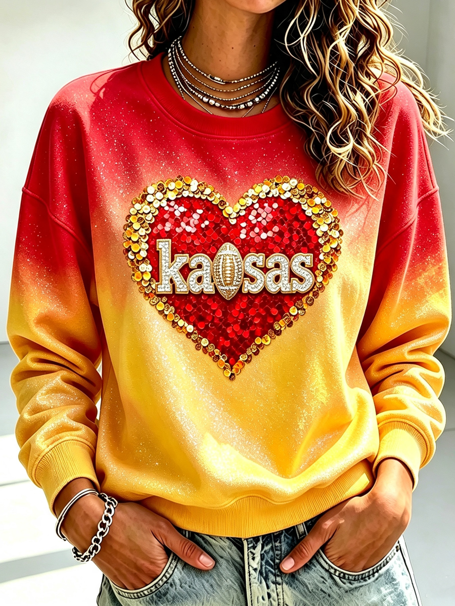 Women's Football Printed Casual Sweatshirt