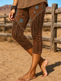 Women'S Retro Western Printed Elastic Leggings