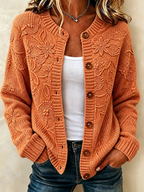 Ladies' Casual Plant Flower Knitted Cardigan Top
