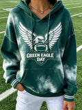 Women'S Football Eagle Print Hooded Sweatshirt