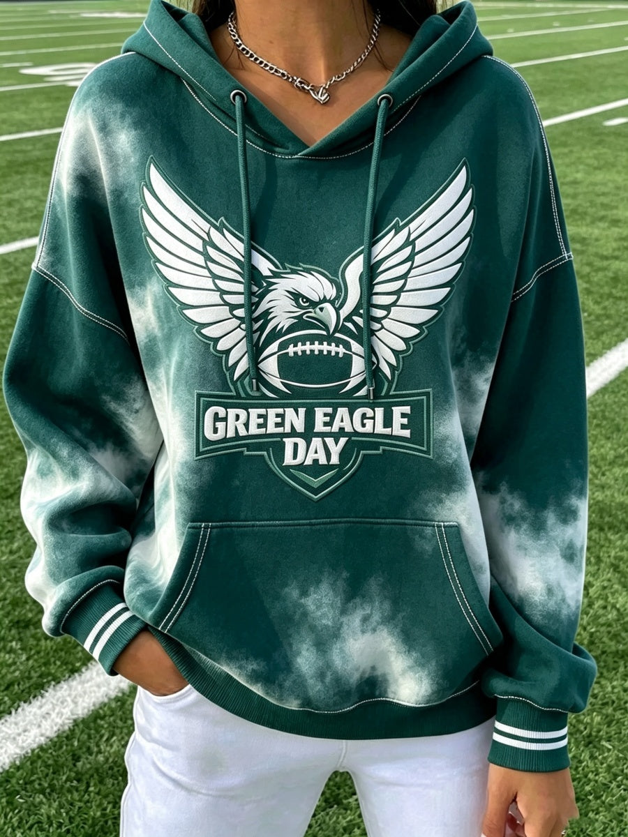 Women'S Football Eagle Print Hooded Sweatshirt