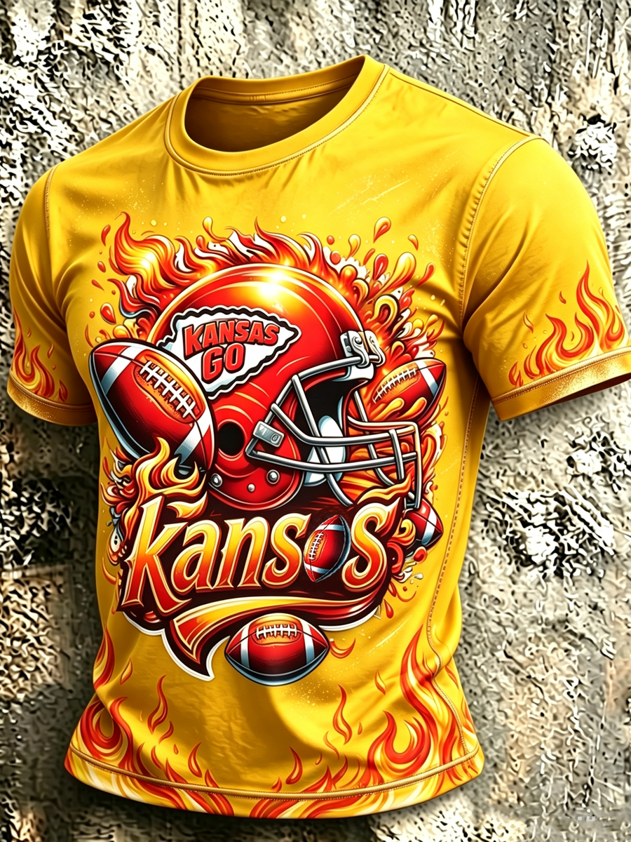 Men'S Football Fan Printed Casual T-Shirt
