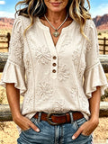 Women's Casual Printed Hollow Top