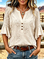 Women's Casual Printed Hollow Top