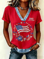Women'S Flag Printed Casual Top