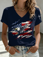 Women'S 250Th Anniversary  Printed V-Neck T-Shirt