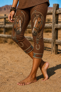 Women'S Retro Western Horse Print Elastic Tight Pants