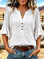 Women's Casual Printed Hollow Top