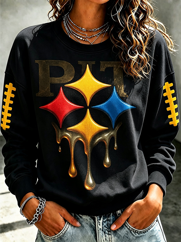 Ladies' Retro Rugby Bank Round Neck Sweatshirt