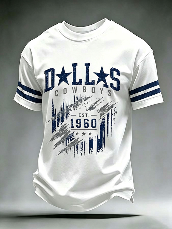 Men'S Casual Cowboys Round Neck T-Shirt