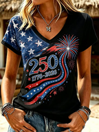 Women's 250th Anniversary V-Neck Printed T-Shirt