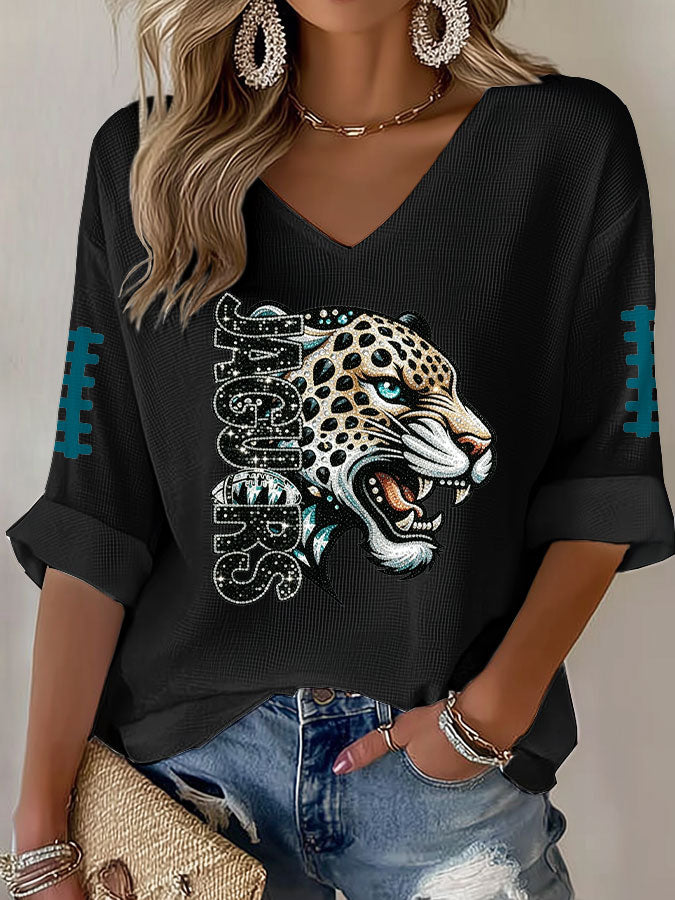 Women'S Football  Print Waffle  Top