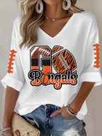 Women'S Football  Print Waffle  Top