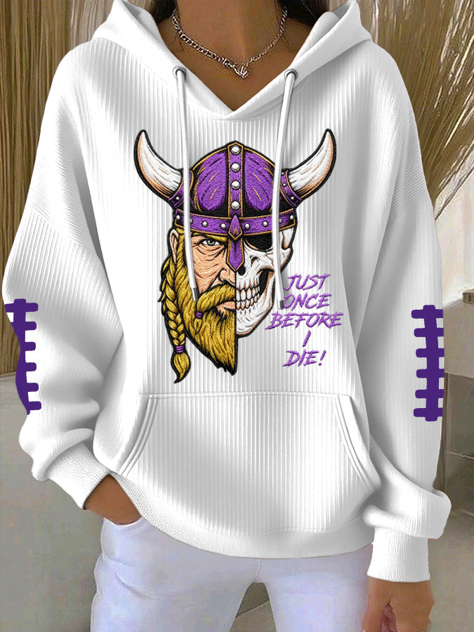 Women'S Football Print Hooded Sweatshirt