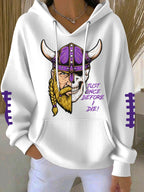 Women'S Football Print Hooded Sweatshirt